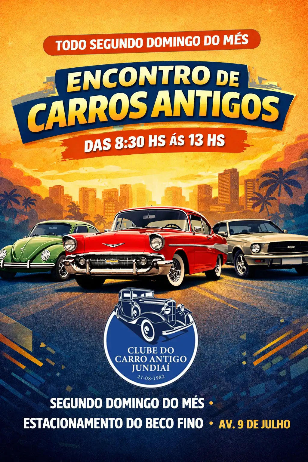 O Encontro de Carros Antigos de Jundiaí se destaca como uma iniciativa que valoriza não apenas veículos clássicos, mas também a cultura e a memória automobilística. Realizado mensalmente no estacionamento do Beco Fino, o evento atrai um público diversificado, composto por apaixonados por carros, curiosos e famílias que buscam um programa diferenciado aos domingos.

Ao longo da manhã, os visitantes têm a oportunidade de apreciar de perto modelos raros e cuidadosamente preservados, muitos deles verdadeiras relíquias que marcaram época. Cada veículo exposto carrega consigo uma história, despertando interesse e promovendo conversas entre expositores e público, o que torna o ambiente ainda mais enriquecedor.

Outro ponto de destaque é a organização e o clima acolhedor do encontro, que favorece a interação entre os participantes. O evento vai além de uma simples exposição: ele funciona como um espaço de troca de experiências, networking entre colecionadores e incentivo à preservação do patrimônio automotivo.

Com crescimento constante e excelente receptividade, o encontro mensal reafirma sua importância no calendário da cidade, consolidando-se como uma referência regional para os amantes de carros antigos e um programa cultural de qualidade para toda a comunidade.